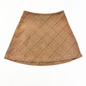 Princess Polly Plaid Patterned Mini Skirt Flare Brown Orange Size 0